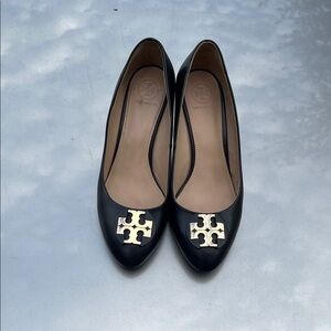 Tory Burch Black Flats with Gold Accent